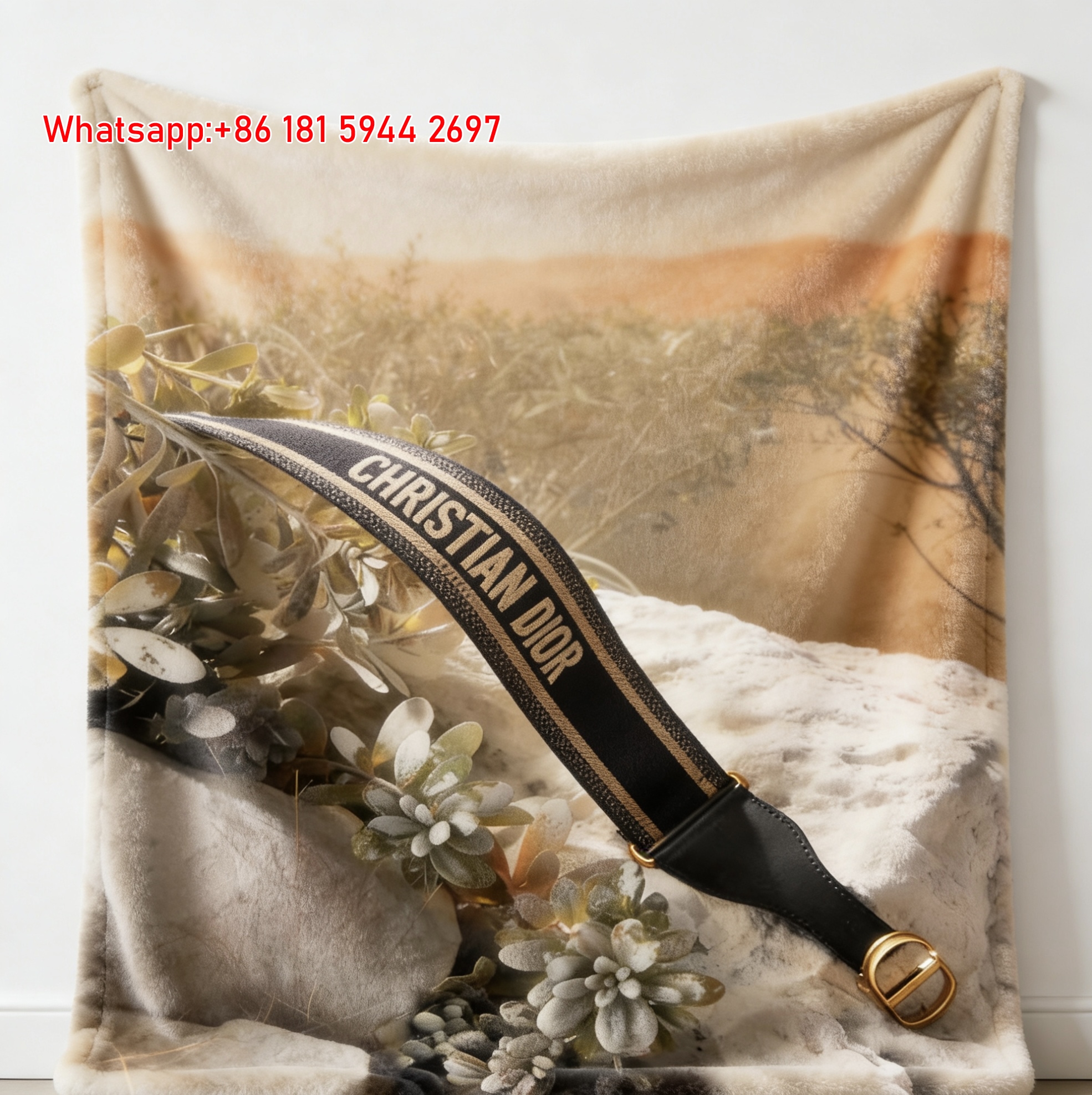 Christian Dior Strap Flannel Sofa Throw Blanket D080
